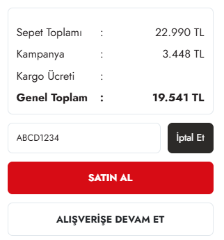 Adım 4 - İndirim tanımlanır