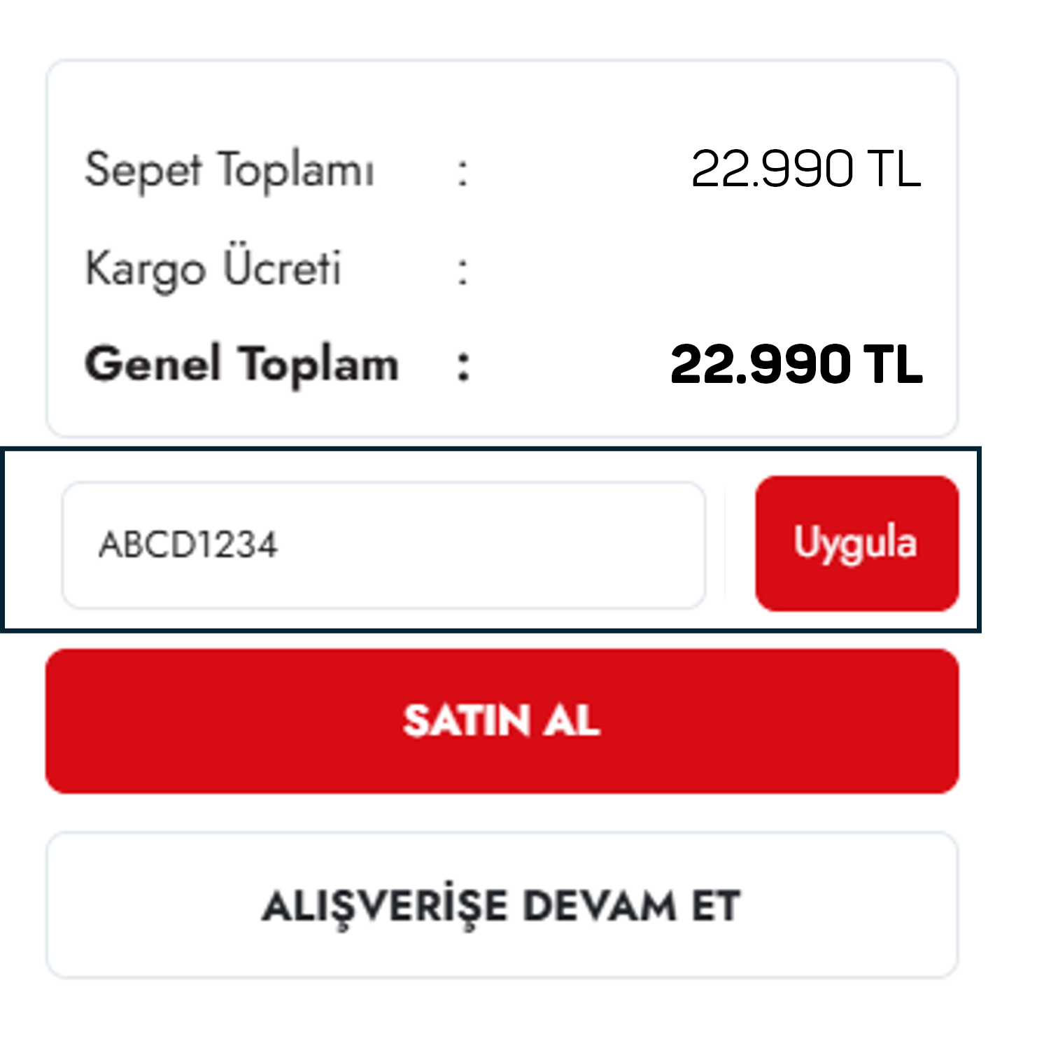 Adım 3 - Kodu ilgili alana girip Uygula'ya basın