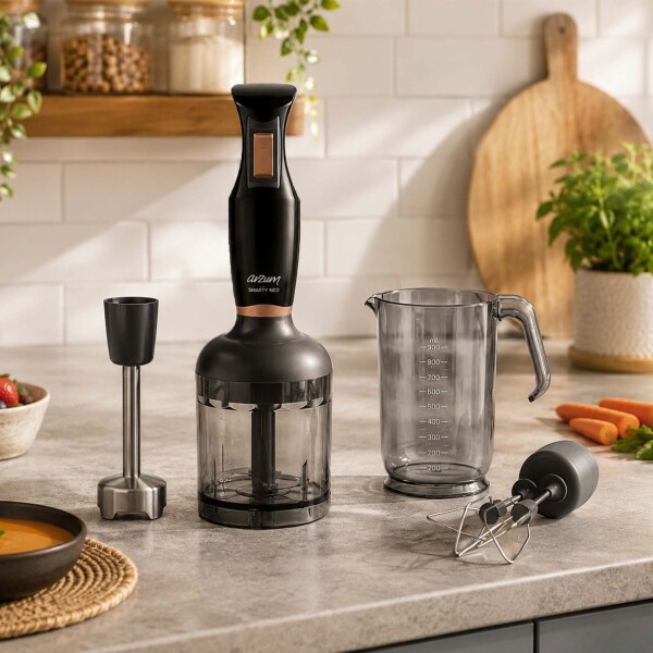 AR1108 Smarty Neo 900W El Blender Seti, Çırpıcı,Doğrayıcı Aparatlı, Paslanmaz Çelik Bıçaklı, Siyah - 2