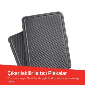 AR2007 Sultane 1800W 4 Dilim Kapasiteli Izgara ve Tost Makinesi, 180° Açılır Gövde, Kırmızı - 3