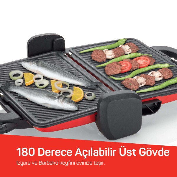 AR2007 Sultane 1800W 4 Dilim Kapasiteli Izgara ve Tost Makinesi, 180° Açılır Gövde, Kırmızı - 4