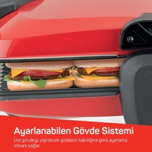 AR2007 Sultane 1800W 4 Dilim Kapasiteli Izgara ve Tost Makinesi, 180° Açılır Gövde, Kırmızı - 5