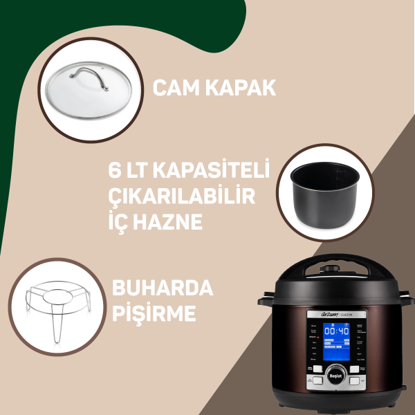 Chefim Çok Amaçlı Basınçlı Pişirici - Siyah - AR2055 - 11