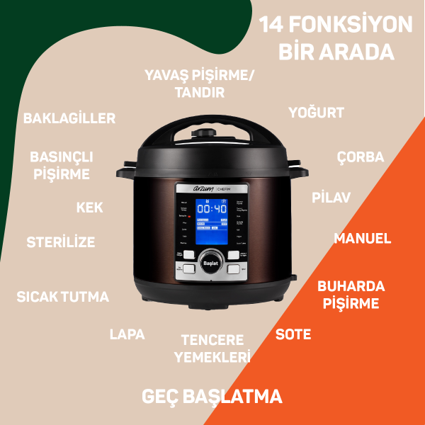 AR2055 Chefim Multi Functional Pressure Cooker - Black - 9