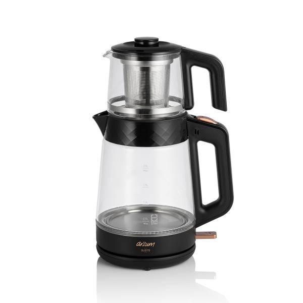 AR3101 Gusto Cam Çay Makinesi 1900 W, 0.9 L Demlik Kapasitesi, Siyah - 1