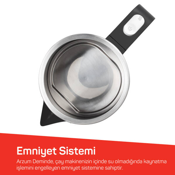 Arzum AR3129 Deminde Çay Makinesi 1800W, 1 L Demlik Kapasitesi, Inox - 6