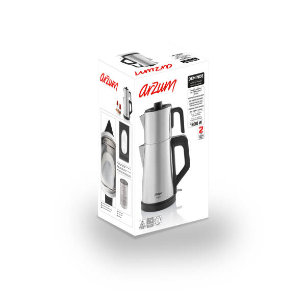 Arzum AR3129 Deminde Çay Makinesi 1800W, 1 L Demlik Kapasitesi, Inox - 9