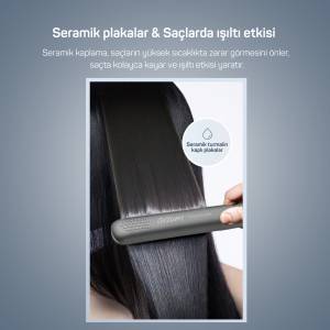 AR5077 Trendcare İnce Turmalin Seramik Plakalı Anti Statik İyonik Saç Düzleştirici, Antrasit - 3