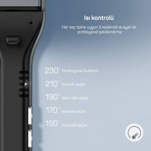 AR5077 Trendcare İnce Turmalin Seramik Plakalı Anti Statik İyonik Saç Düzleştirici, Antrasit - 5