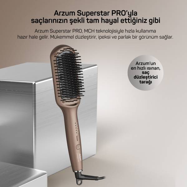 AR5082-T Superstar Pro Saç Düzleştirici Fırça - Toprak - 3