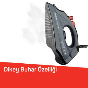 AR684 Olivya Buharlı Ütü 2400W, Seramik Taban, Dikey Buhar, Şok Buhar, Damlama Önleme, Siyah - 3