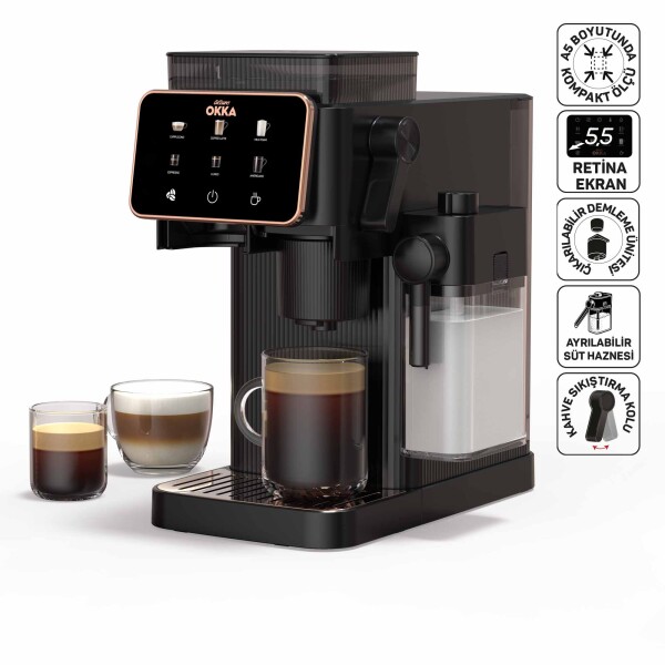 OK0047 Okka Barista Compact Otomatik Espresso Makinesi, Bakır - 1