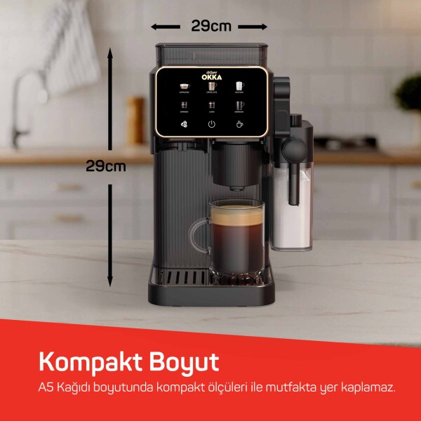 OK0047 Okka Barista Compact Otomatik Espresso Makinesi, Bakır - 4