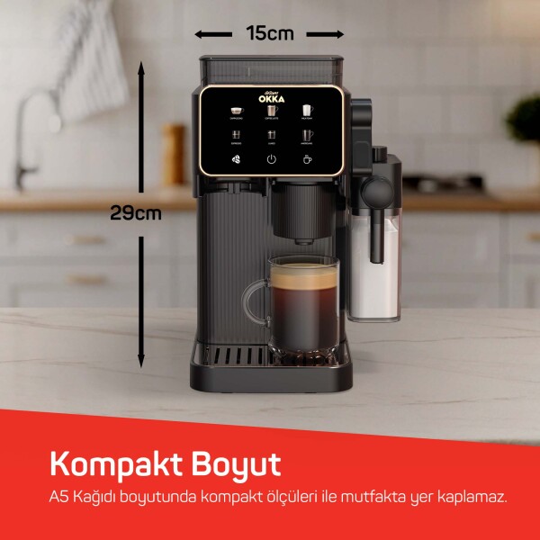 OK0047 Okka Barista Compact Otomatik Espresso Makinesi, Bakır - 4