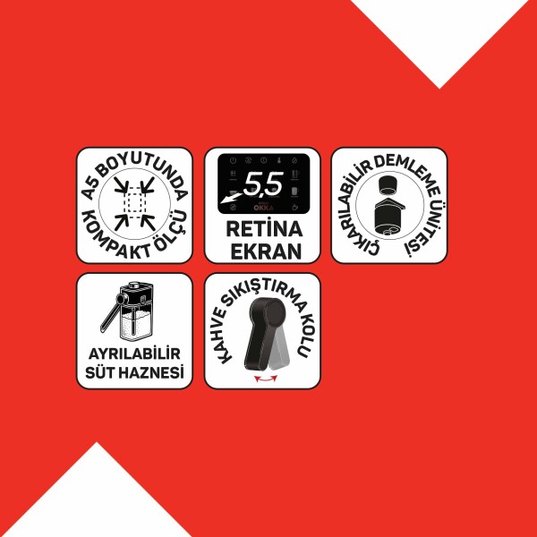 OK0047 Okka Barista Compact Otomatik Espresso Makinesi, Krom - 10