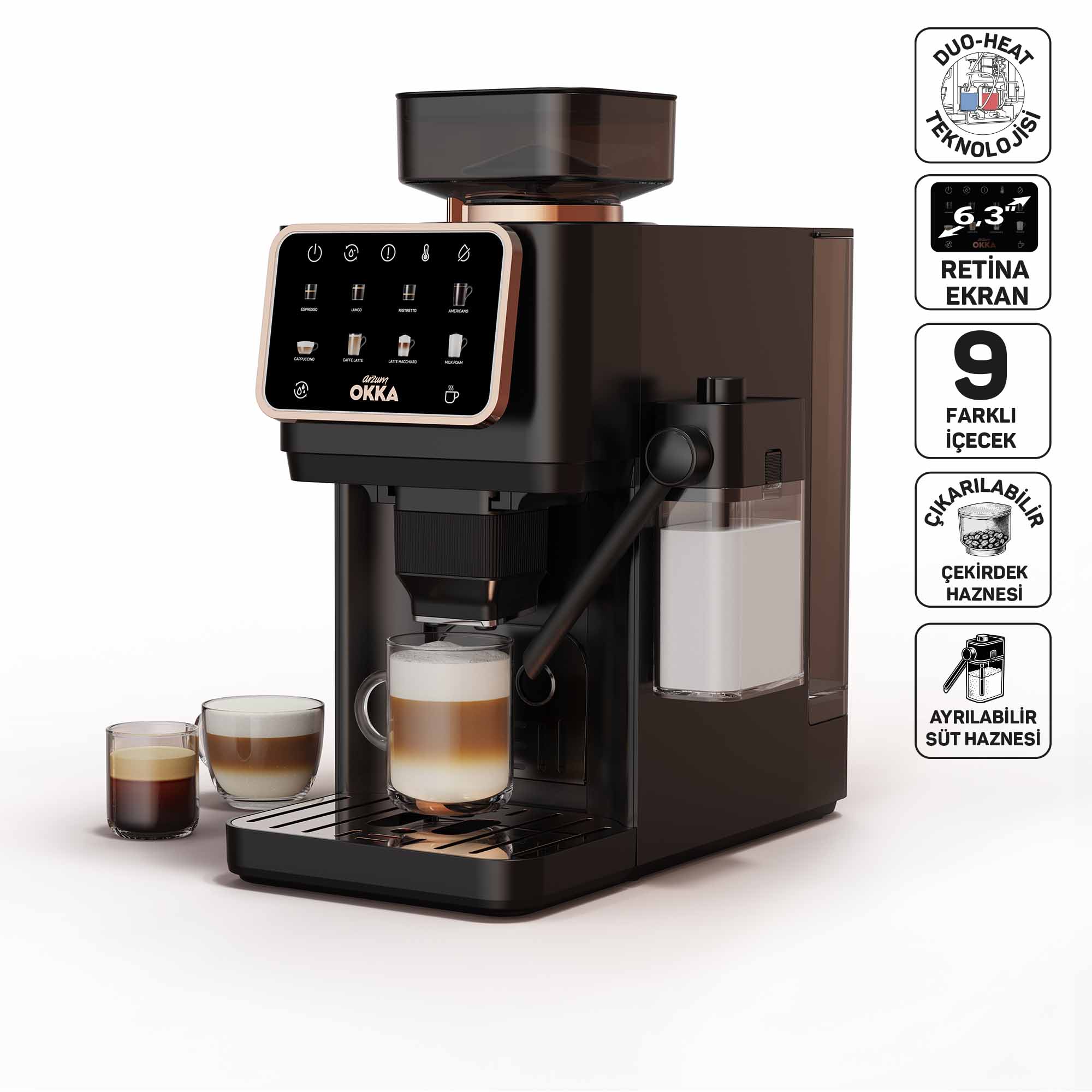OK0042 Okka Barista Pro Otomatik Espresso Makinesi, Bakır - 1
