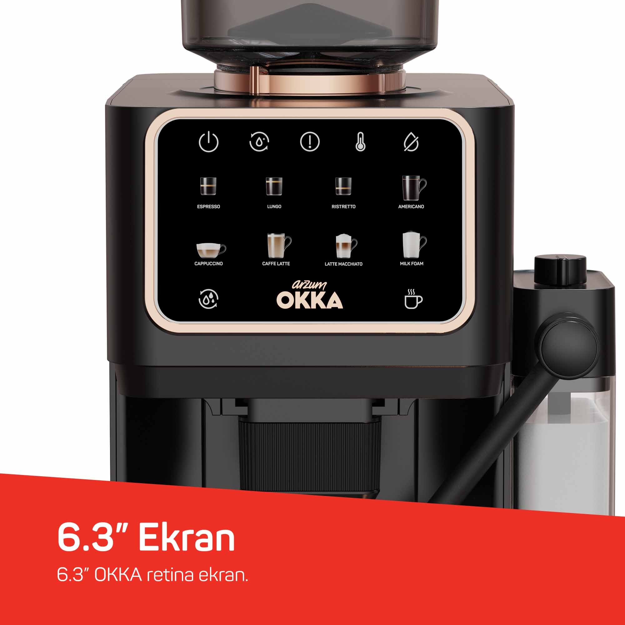 OK0042 Okka Barista Pro Otomatik Espresso Makinesi, Bakır - 6