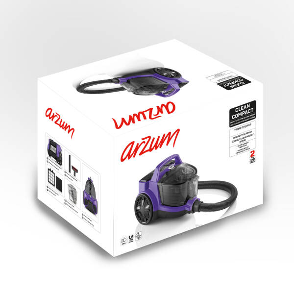 AR4070 Cleancompact Cyclone 890W HEPA Filtreli, 1.8 litre Toz Torbasız Elektrikli Süpürge, Mor - 7
