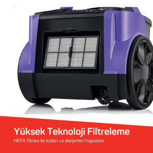 AR4070 Cleancompact Cyclone 890W HEPA Filtreli, 1.8 litre Toz Torbasız Elektrikli Süpürge, Mor - 4