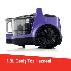 AR4070 Cleancompact Cyclone 890W HEPA Filtreli, 1.8 litre Toz Torbasız Elektrikli Süpürge, Mor - 3