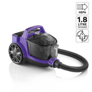 AR4070 Cleancompact Cyclone 890W HEPA Filtreli, 1.8 litre Toz Torbasız Elektrikli Süpürge, Mor