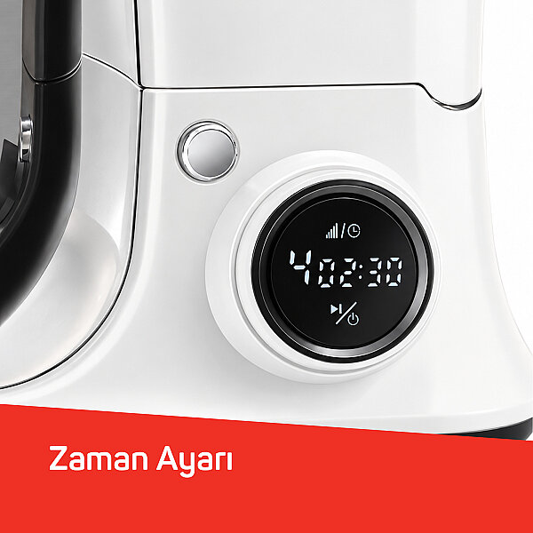 AR1186 Crust Mix Pro Stand Mikser 5L Kapasiteli 3 Farklı Aparat 1500W, Beyaz - 5
