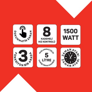 AR1186 Crust Mix Pro Stand Mikser 5L Kapasiteli 3 Farklı Aparat 1500W, Siyah - 8