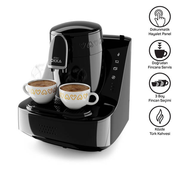 OK0040 Okka Elite Türk Kahvesi Makinesi Bol Köpüklü Közde Lezzeti, 2 Fincan Kapasiteli, Krom - 1