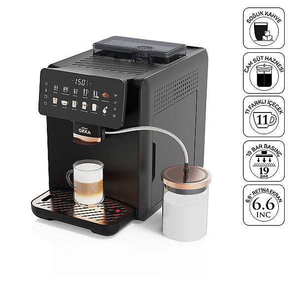 Okka Espresso Barista Neo Espresso Makinesi, 11 Sıcak ve Soğuk İçecek, Siyah  - 1