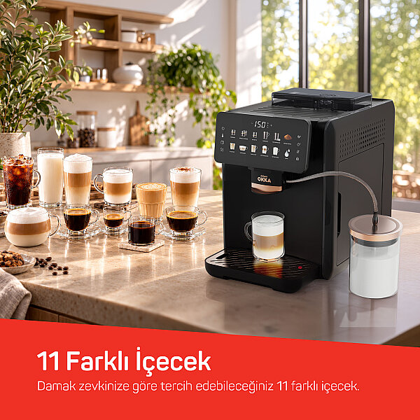 Okka Espresso Barista Neo Espresso Makinesi, 11 Sıcak ve Soğuk İçecek, Siyah  - 3