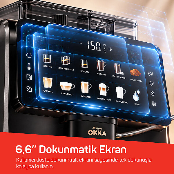 Okka Espresso Barista Neo Espresso Makinesi, 11 Sıcak ve Soğuk İçecek, Siyah  - 5