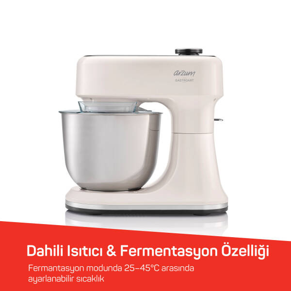 AR1190 Gastroart Stand Mikser 1500W, 12 Hız Ayarı, Dahili Tartı ve Fermentasyon Özelliği, Krem - 5