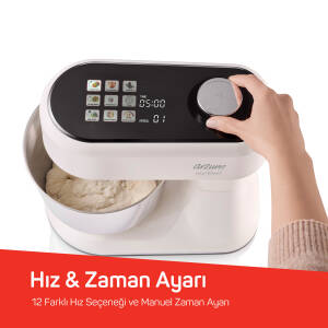 AR1190 Gastroart Stand Mikser 1500W, 12 Hız Ayarı, Dahili Tartı ve Fermentasyon Özelliği, Krem - 6