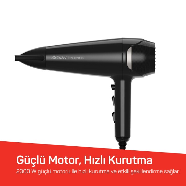 AR5138 Hairstar Ion Saç Kurutma Makinesi 2300 W, 2 Hız, 3 Isı Ayarı, Siyah - 3