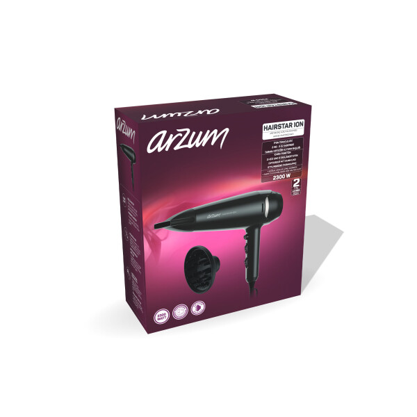 AR5138 Hairstar Ion Saç Kurutma Makinesi 2300 W, 2 Hız, 3 Isı Ayarı, Siyah - 10