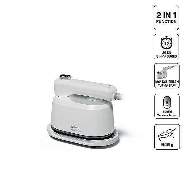 AR6055 Handy Steam Mini Buharlı Düzleştirici ve Seyahat Ütüsü-Beyaz - 1