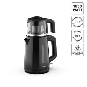 AR3151 Jollie Çay Makinesi 1650W, 1 L Demlik Kapasitesi, Siyah