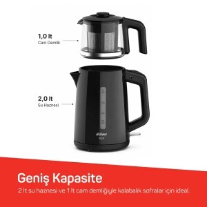 AR3151 Jollie Çay Makinesi 1650W, 1 L Demlik Kapasitesi, Siyah - 3