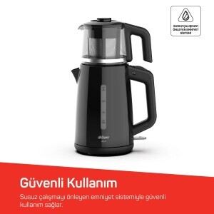 AR3151 Jollie Çay Makinesi 1650W, 1 L Demlik Kapasitesi, Siyah - 4