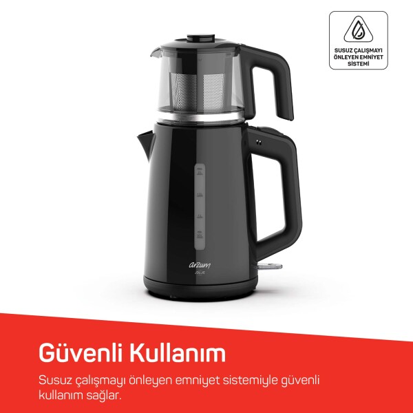 AR3151 Jollie Çay Makinesi 1650W, 1 L Demlik Kapasitesi, Siyah - 4