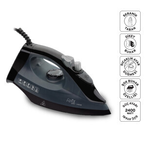 FL663 Liena Seramik Tabanlı Ütü, 2400W, 120 g/dk Şok Buhar, Otomatik Temizleme, Dik Buhar, Siyah