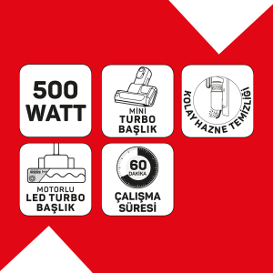 AR4208 Magiclean Propower Şarjlı Dikey Süpürge 500 W, BLDC Motor Gücü, 60 Dk Kullanım, Siyah - 8