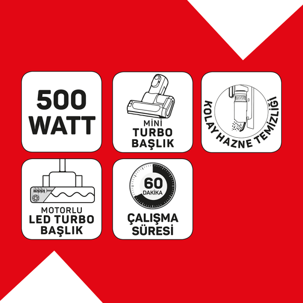 AR4208 Magiclean Propower Şarjlı Dikey Süpürge 500 W, BLDC Motor Gücü, 60 Dk Kullanım, Siyah - 8