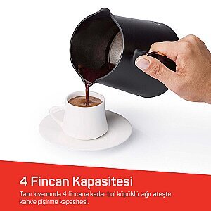 OK0049 Minio Közde Türk Kahvesi Makinesi Bol Köpüklü Közde Lezzeti, 4 Fincan Kapasiteli, Siyah - 3