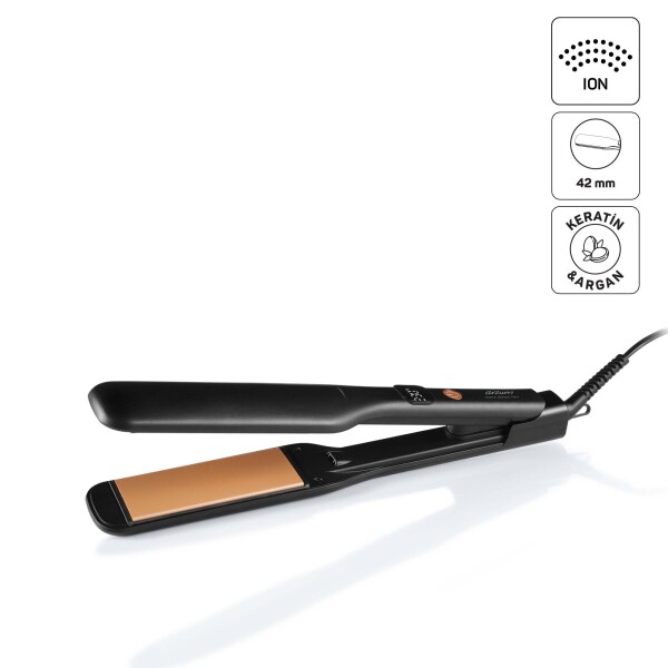 AR5192 Mona Sense Geniş Plakalı Saç Düzleştirici, Keratin ve Argan Yağlı Plaka, İyon Teknolojisi, Siyah - 1