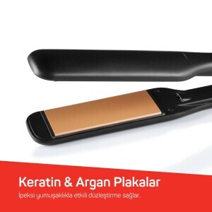 AR5192 Mona Sense Geniş Plakalı Saç Düzleştirici, Keratin ve Argan Yağlı Plaka, İyon Teknolojisi, Siyah - 3