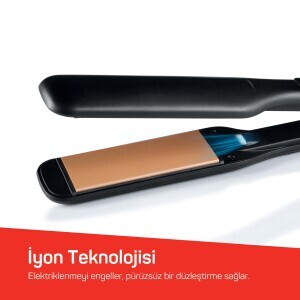 AR5192 Mona Sense Geniş Plakalı Saç Düzleştirici, Keratin ve Argan Yağlı Plaka, İyon Teknolojisi, Siyah - 4