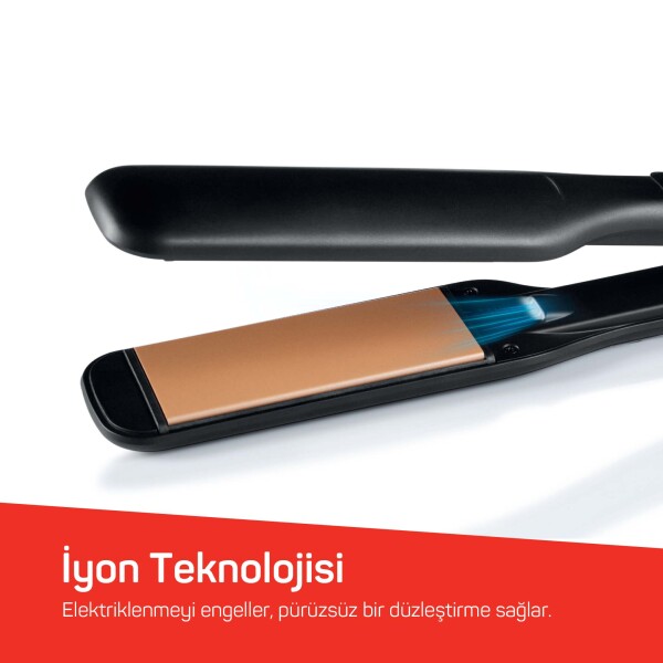 AR5192 Mona Sense Geniş Plakalı Saç Düzleştirici, Keratin ve Argan Yağlı Plaka, İyon Teknolojisi, Siyah - 4