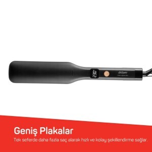 AR5192 Mona Sense Geniş Plakalı Saç Düzleştirici, Keratin ve Argan Yağlı Plaka, İyon Teknolojisi, Siyah - 5