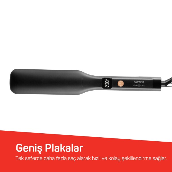 AR5192 Mona Sense Geniş Plakalı Saç Düzleştirici, Keratin ve Argan Yağlı Plaka, İyon Teknolojisi, Siyah - 5